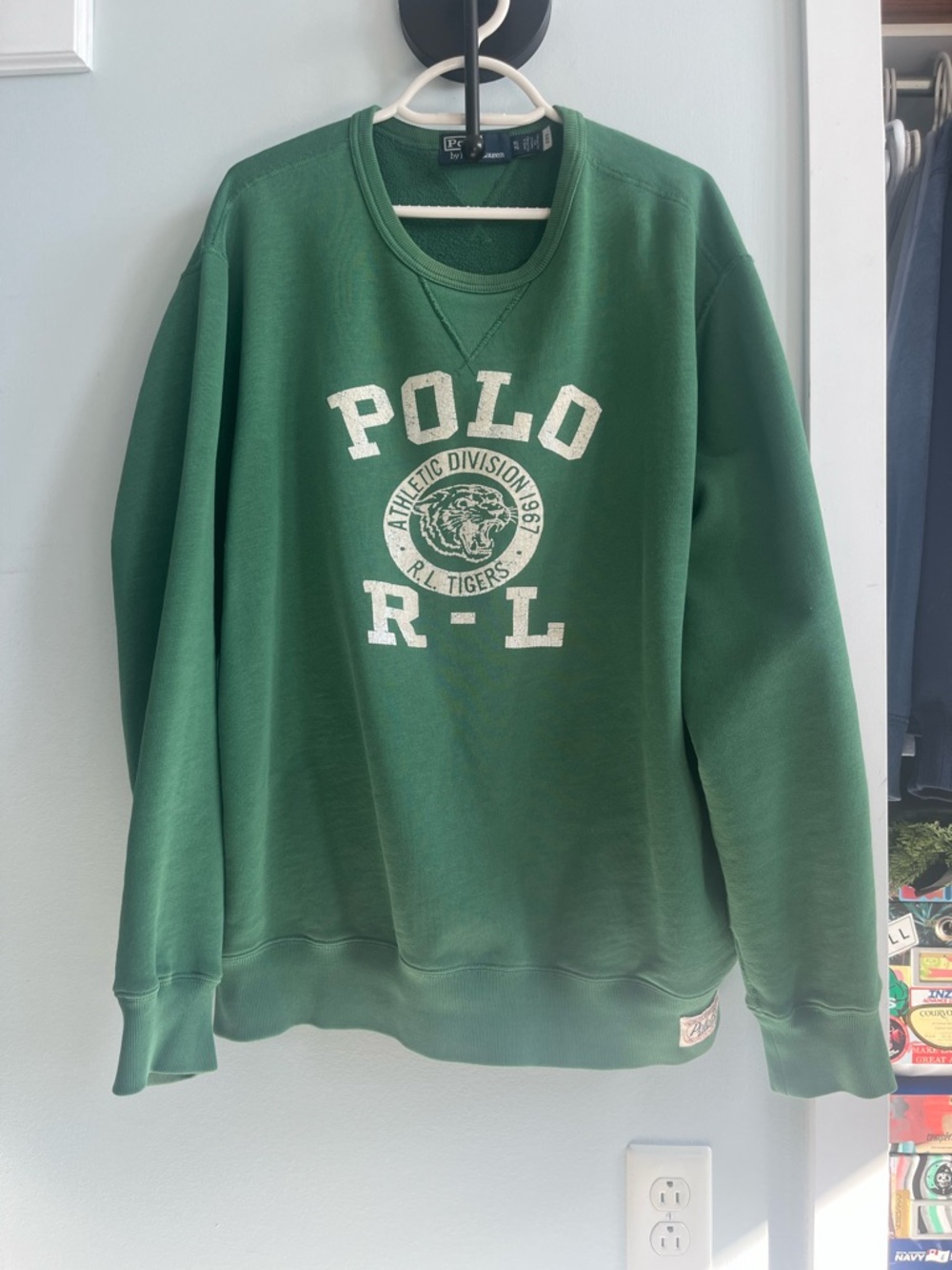 Polo by Ralph Lauren Forest Green Crewneck Sweatshirt with Varsity Logo